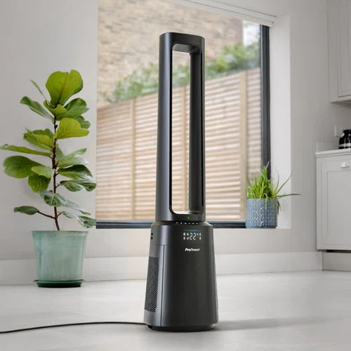 OmniAir 41" Premium Bladeless Tower Fan and Air Purifier - Black-img