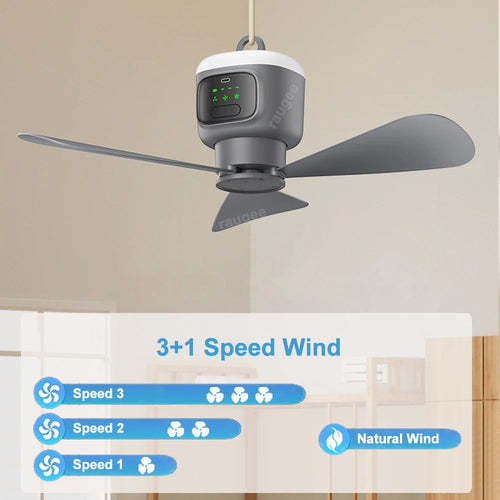 12000mAh Rechargeable Tent Ceiling Fan with Remote Control & LED Light – 7.5hr+ Runtime for Camping - Billede 5
