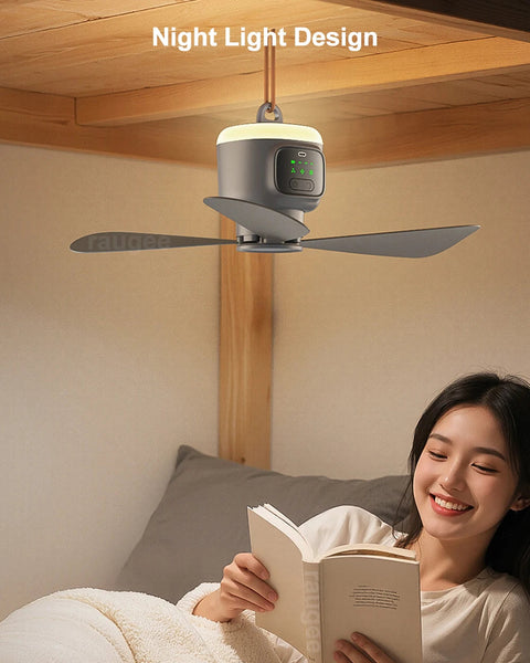 12000mAh Rechargeable Tent Ceiling Fan with Remote Control & LED Light – 7.5hr+ Runtime for Camping - Billede 11