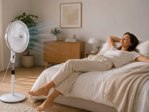 Gulvventilator 40 cm – Støjsvag Ventilator med Oscillation og Justerbar Højde-img