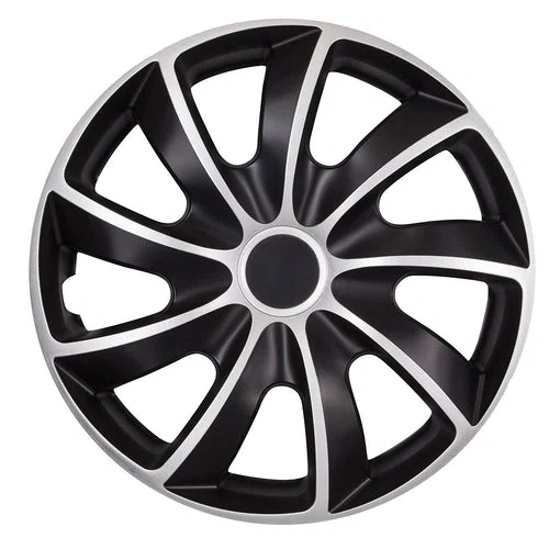 NRM QUAD BICOLOR SILVER BLACK hjulkapsler, sort-sølvfarvet, 17'' sæt